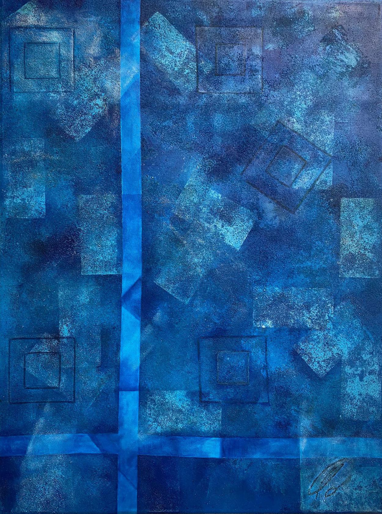 Dans le bleu… | Acrylique sur toile | 60 x 80cm