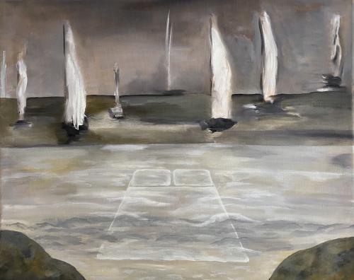 Rayon de lune sur le jet d’eau | 60x50 cm