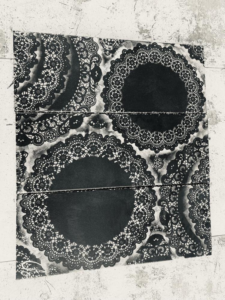 Tríptico - círculos negros | 70/60cm